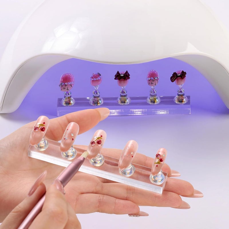 Etercycle Nail Stand for Press On Acrylic Nails Art Display Stand Nail Holder for Painting Magnetic Nails Stand with Double-sided Tape for Home DIY Salon Supplie (Clear) - Image 3